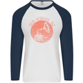 Old School DJ Gramaphone DJing Music Mens L/S Baseball T-Shirt White/Navy Blue