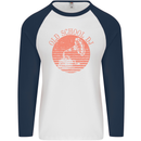 Old School DJ Gramaphone DJing Music Mens L/S Baseball T-Shirt White/Navy Blue