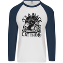 Its a Black Cat Thing Halloween Mens L/S Baseball T-Shirt White/Navy Blue