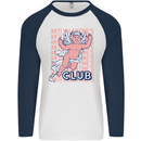 Anti Valentines Day Club Mens L/S Baseball T-Shirt White/Navy Blue