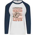 Stepdad Fathers Day Step Dad Mens L/S Baseball T-Shirt White/Navy Blue