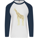 Giraffe Ecology Mens L/S Baseball T-Shirt White/Navy Blue