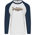 A Bolan Fish Fishing Fisherman Mens L/S Baseball T-Shirt White/Navy Blue