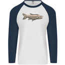 A Bolan Fish Fishing Fisherman Mens L/S Baseball T-Shirt White/Navy Blue