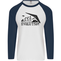 Hang Gliding Evolution Funny Hang Glider Mens L/S Baseball T-Shirt White/Navy Blue