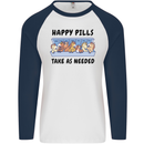 Horse Pills Funny Equestrian Mens L/S Baseball T-Shirt White/Navy Blue
