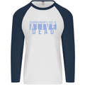 Schrodingers Cat Dead Alive Mens L/S Baseball T-Shirt White/Navy Blue