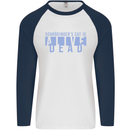 Schrodingers Cat Dead Alive Mens L/S Baseball T-Shirt White/Navy Blue