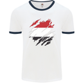 Torn Yemen Flag Yemeni Day Football Mens Ringer T-Shirt White/Navy Blue