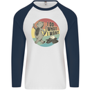 Cat I Do What I Want Funny Coffee Mens L/S Baseball T-Shirt White/Navy Blue