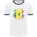 Torn Senegal Flag Senegalese Day Football Mens Ringer T-Shirt White/Navy Blue