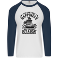 Boats You Can't Buy Hapiness Sailor Sailing Mens L/S Baseball T-Shirt White/Navy Blue