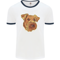 An Airedale Terrier Bingley Waterside Dog Mens Ringer T-Shirt White/Navy Blue