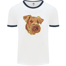 An Airedale Terrier Bingley Waterside Dog Mens Ringer T-Shirt White/Navy Blue