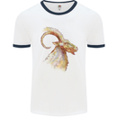 A Watercolour Goat Farming Mens Ringer T-Shirt White/Navy Blue