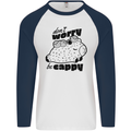 Cappybara Dont Worry Be Cappy Mens L/S Baseball T-Shirt White/Navy Blue