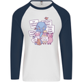 Vegetarian Animals Vegan Mens L/S Baseball T-Shirt White/Navy Blue