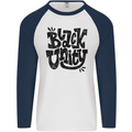 Black Unity Black Lives Matter Juneteenth Mens L/S Baseball T-Shirt White/Navy Blue
