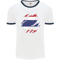 Torn Thailand Flag Thai Day Football Mens Ringer T-Shirt White/Navy Blue