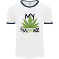 Weed My HealTHCare Cannabis Funny THC Mens Ringer T-Shirt White/Navy Blue