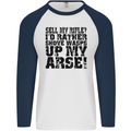 Sell My Rifle? Soldier Farmer Farming Range Mens L/S Baseball T-Shirt White/Navy Blue