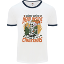 Dead Inside at Christmas Xmas Skull Mens Ringer T-Shirt White/Navy Blue