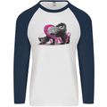 Honey Badger Mens L/S Baseball T-Shirt White/Navy Blue