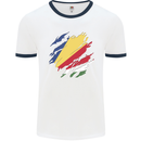 Torn Seychelles Flag Seychellois Day Football Mens Ringer T-Shirt White/Navy Blue