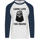 Long Live the Beard Mens L/S Baseball T-Shirt White/Navy Blue