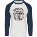 Legends Never Die Biker Motorbike Mens L/S Baseball T-Shirt White/Navy Blue