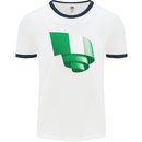 Curled Nigeria Flag Nigerian Day Football Mens Ringer T-Shirt White/Navy Blue