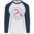 This is My Unicorn Costume Fancy Dress Outfit Mens L/S Baseball T-Shirt White/Navy Blue