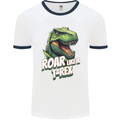 Roar Like a T-Rex Dinosaur Mens Ringer T-Shirt White/Navy Blue