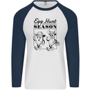 Easter Egg Hunt Season Mens L/S Baseball T-Shirt White/Navy Blue