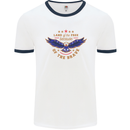 Land of the Free USA Veteran Independence Day Mens Ringer T-Shirt White/Navy Blue