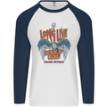 Long Live Rock n Roll Heavy Metal Guitar Mens L/S Baseball T-Shirt White/Navy Blue