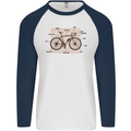 Bicycle Anatomy Funny Cycling Cyclist Funny Mens L/S Baseball T-Shirt White/Navy Blue