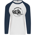 A Snowmobile Winter Sports Mens L/S Baseball T-Shirt White/Navy Blue