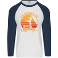 Funny Rock Climbing Climber Mens L/S Baseball T-Shirt White/Navy Blue