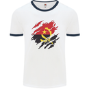 Torn Angola Flag Angolan Day Football Mens Ringer T-Shirt White/Navy Blue