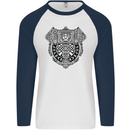Mjolnir Thor Viking Hammer Mens L/S Baseball T-Shirt White/Navy Blue