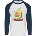 Mamacado New Baby Pregnancy Pregnant Mens L/S Baseball T-Shirt White/Navy Blue