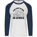 The Five Wild Animas to See in Africa Mens L/S Baseball T-Shirt White/Navy Blue