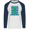 Funny Alien Drug Dealer Weed Mens L/S Baseball T-Shirt White/Navy Blue