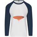 Flat Planet Mars Mens L/S Baseball T-Shirt White/Navy Blue