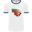 Curled Bulgaria Flag Bulgarian Day Football Mens Ringer T-Shirt White/Navy Blue