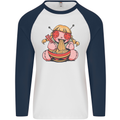 An Anime Voodoo Doll Mens L/S Baseball T-Shirt White/Navy Blue