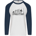 Evolution of Rugby Player Union Funny Mens L/S Baseball T-Shirt White/Navy Blue