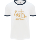 Easter For He is Risen Christian Christianity Jesus Mens Ringer T-Shirt White/Navy Blue
