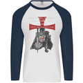 Knights Templar Prayer St. George's Day Mens L/S Baseball T-Shirt White/Navy Blue